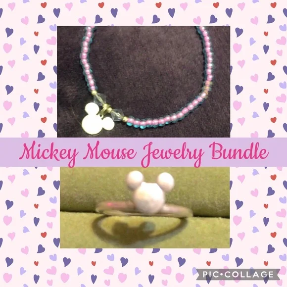 Mickey Mouse Beaded Bracelet and Ring Set - Picture 2 of 4